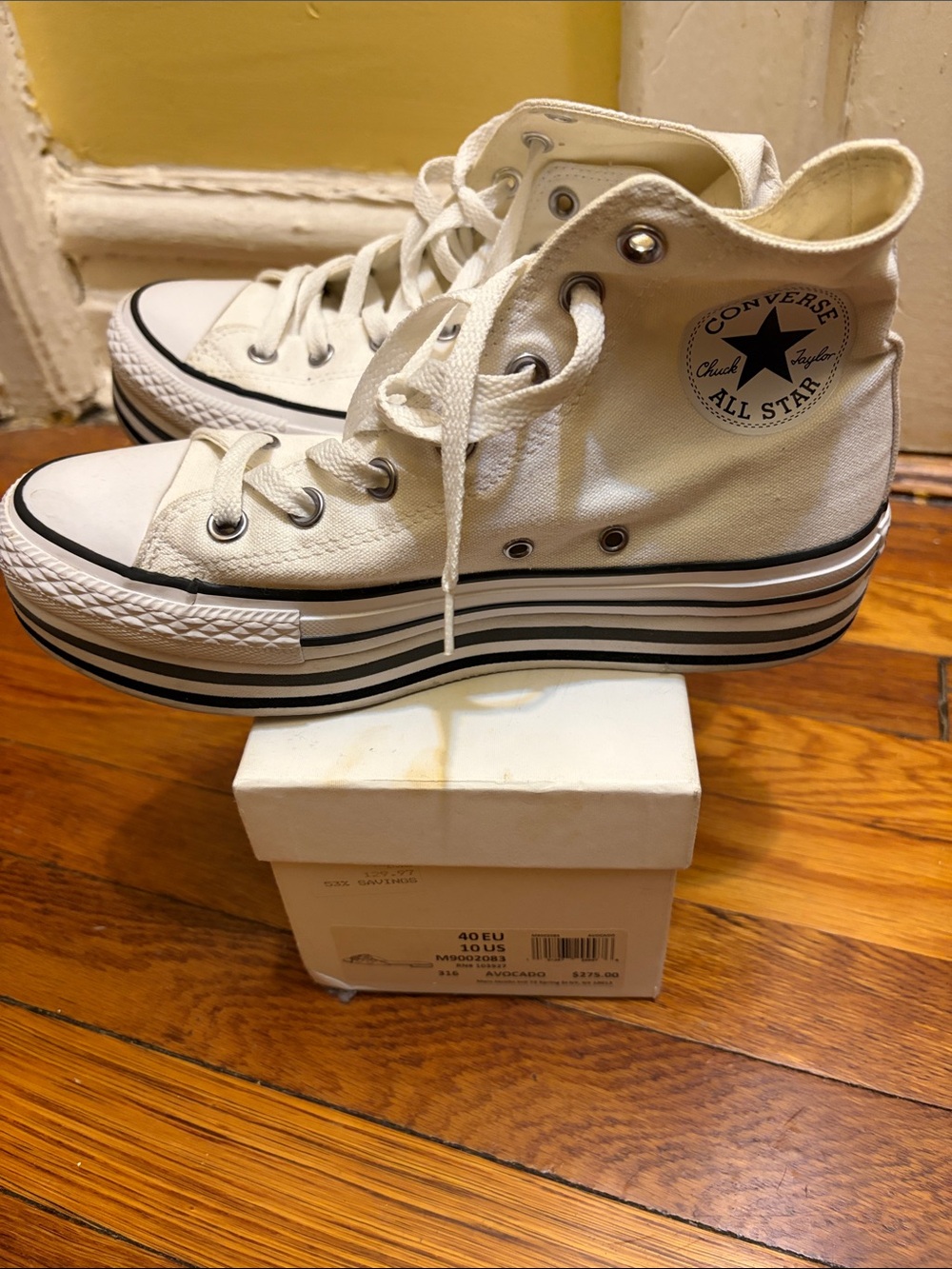 Converse Platform High Top Sneakers - White with Black Stripes